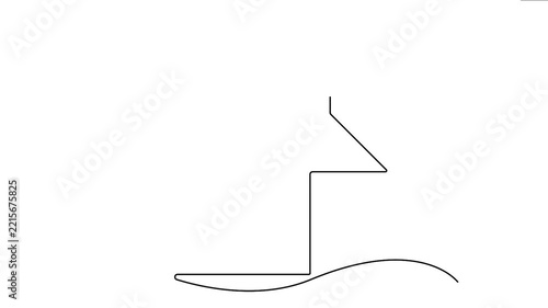 Continuous line drawing house with chimney real estate animation