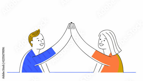 Obraz na plátně People giving a high five to each other art