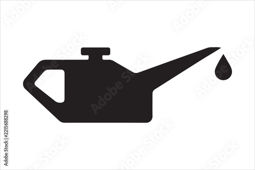 Black Oil Can Silhouette, Machine Lubrication Tool Isolated on White Background