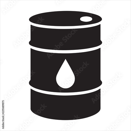 Black Oil Barrel Silhouette, Petroleum Storage Drum Isolated on White Background