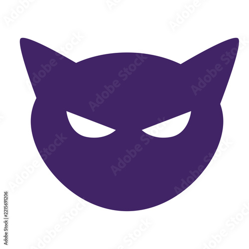 Minimalist Purple Cat Mask Icon and Superhero Character Logo