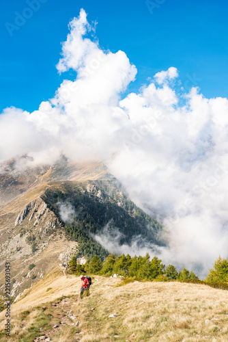 On Western ridge of Berlinghera peak, Como Alps, Italy landscape