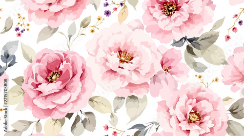 Watercolor vibrant floral background isolated on white set