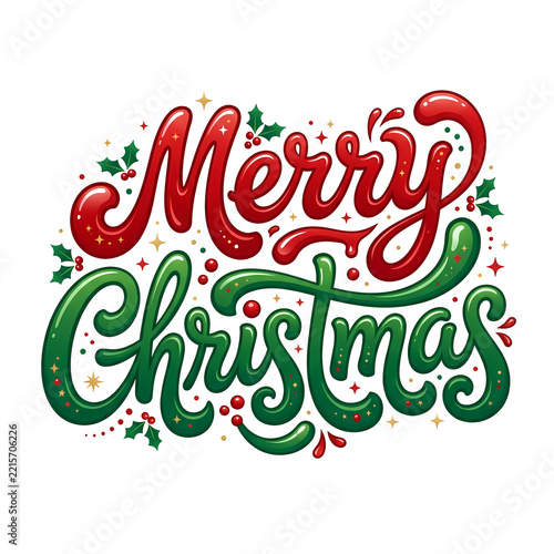 Christmas Typography Lettering Holiday Greeting Card Design