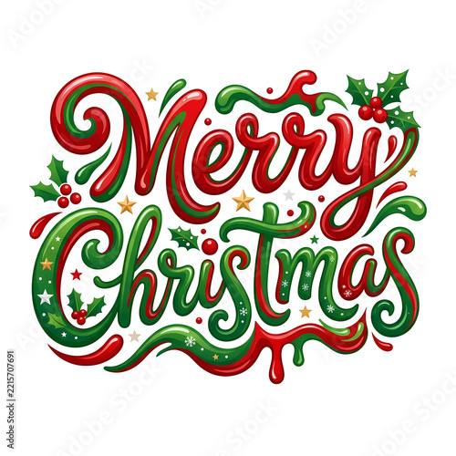 Christmas Typography Lettering Holiday Greeting Card Design