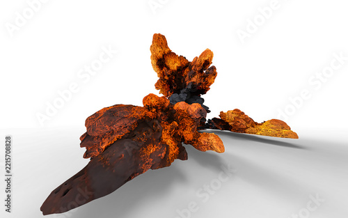 mushroom explosion, black with orange and yellow on a white background with no background 
