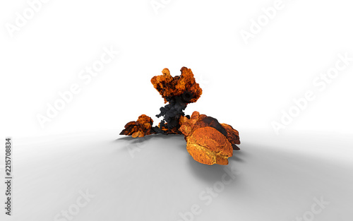 mushroom explosion, black with orange and yellow on a white background with no background 