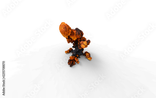 mushroom explosion, black with orange and yellow on a white background with no background 
