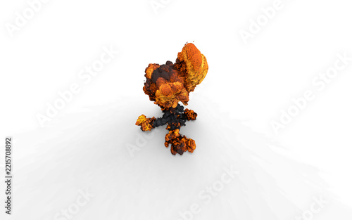 mushroom explosion, black with orange and yellow on a white background with no background 
