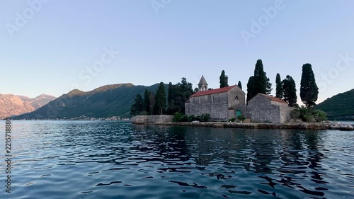 Famous Our Lady of the Rocks artificial island in Kotor Bay Perast