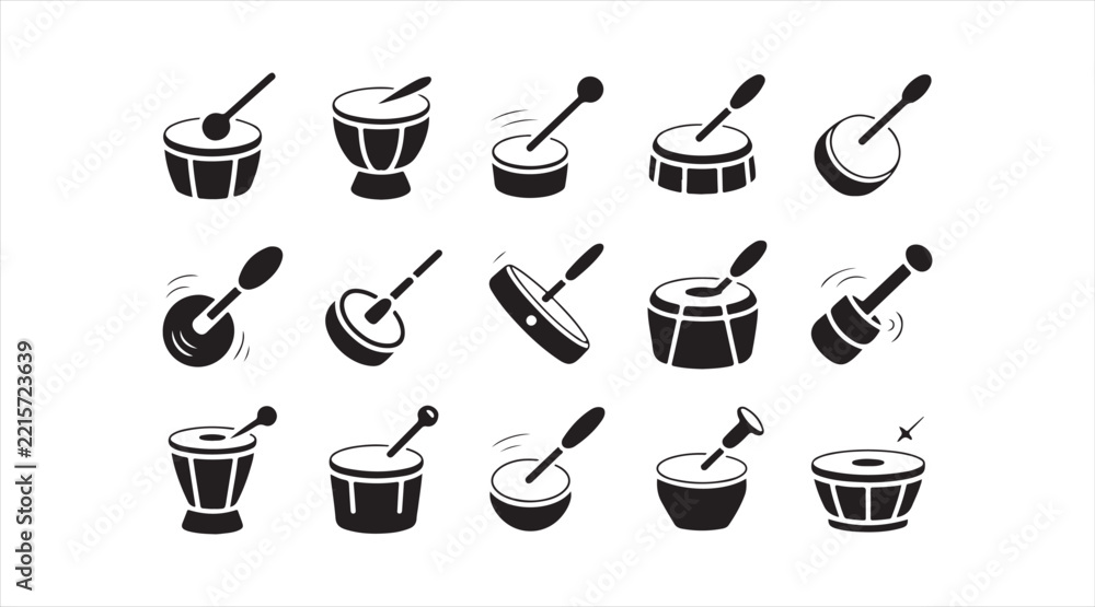Fototapeta premium Drums and Percussion Instruments Outline Set