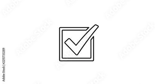 Simple outline icon of a checkbox with a checkmark indicating successful completion, verification, or a positive selection in a task.