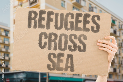 Obraz na plátně "Refugees cross sea" Overloaded boats reach European shores
