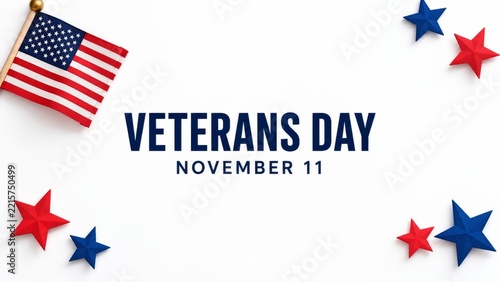 Minimal Veterans Day November Greeting with Flags and Scattered Stars