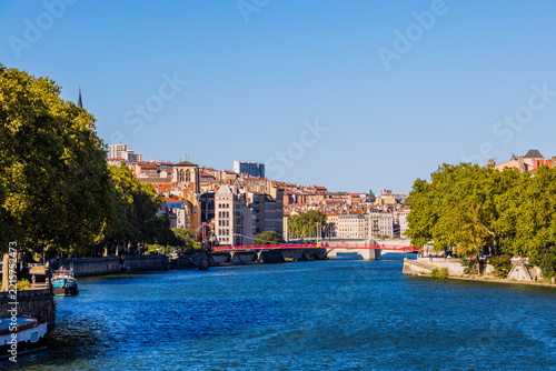 Les quais de La Saône à Lyon en France