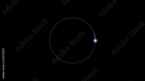 Abstract glowing ring animation with subtle light flare on dark background