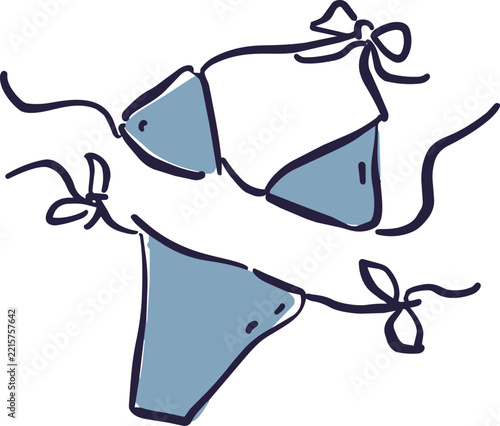 Bikini Set with Tie Strings Colorful Doodle Icon
