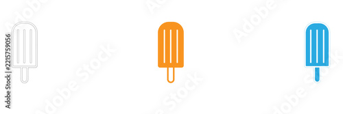 Three colorful popsicle illustrations in varying styles against a plain white background