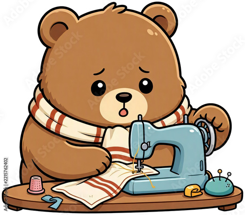 Ming tried to use a small sewing machine.