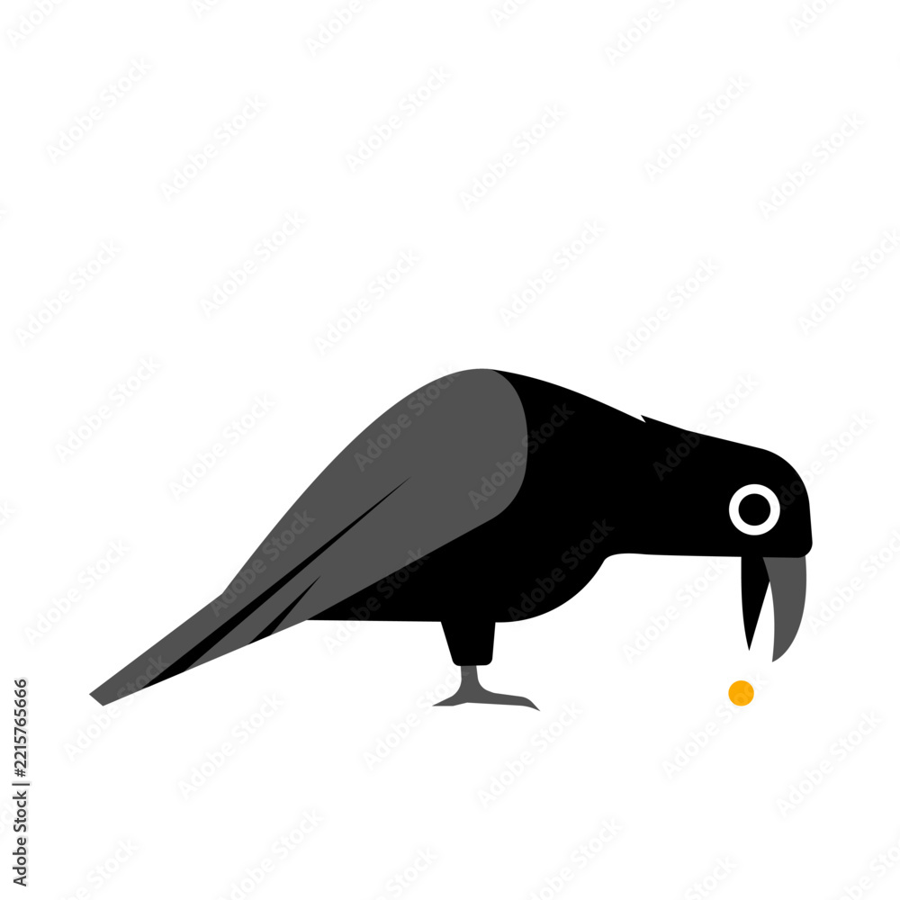 Fototapeta premium Black raven standing isolated, vector illustration