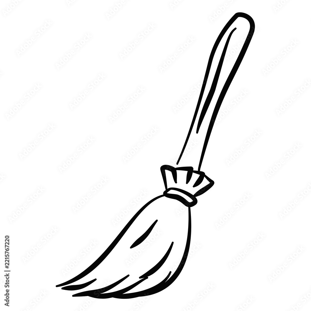 Obraz premium halloween vector icon Simple black and white witch broomstick icon