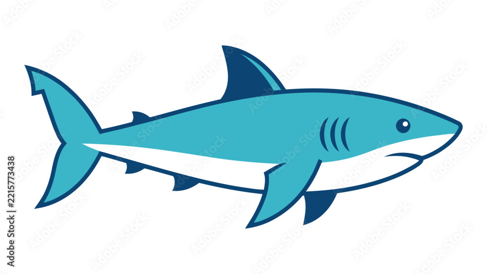 Obraz premium Cartoon Great White Shark Illustration