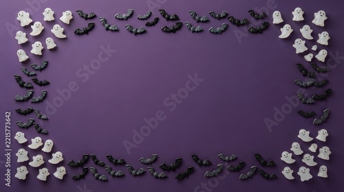 A spooky and delightful halloween frame featuring bats against a vibrant purple background perfect for seasonal designs and celebrations