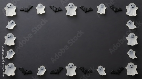 A spooky and delightful halloween display featuring adorable little ghosts arranged in a playful and festive pattern for celebrations