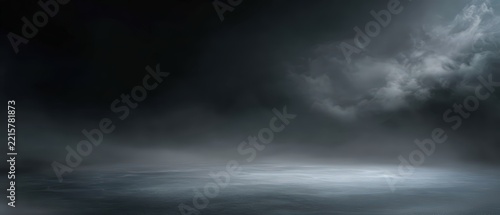 Dark Storm Clouds Over Open Ocean with Dramatic Light Horizon