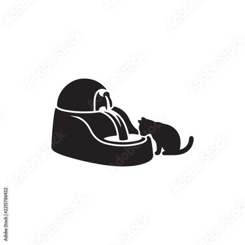Cat water dispenser silhouette icon vector flat design