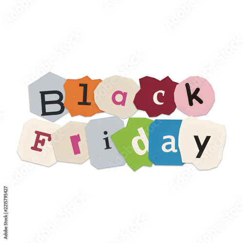 Colorful block letters spelling black friday