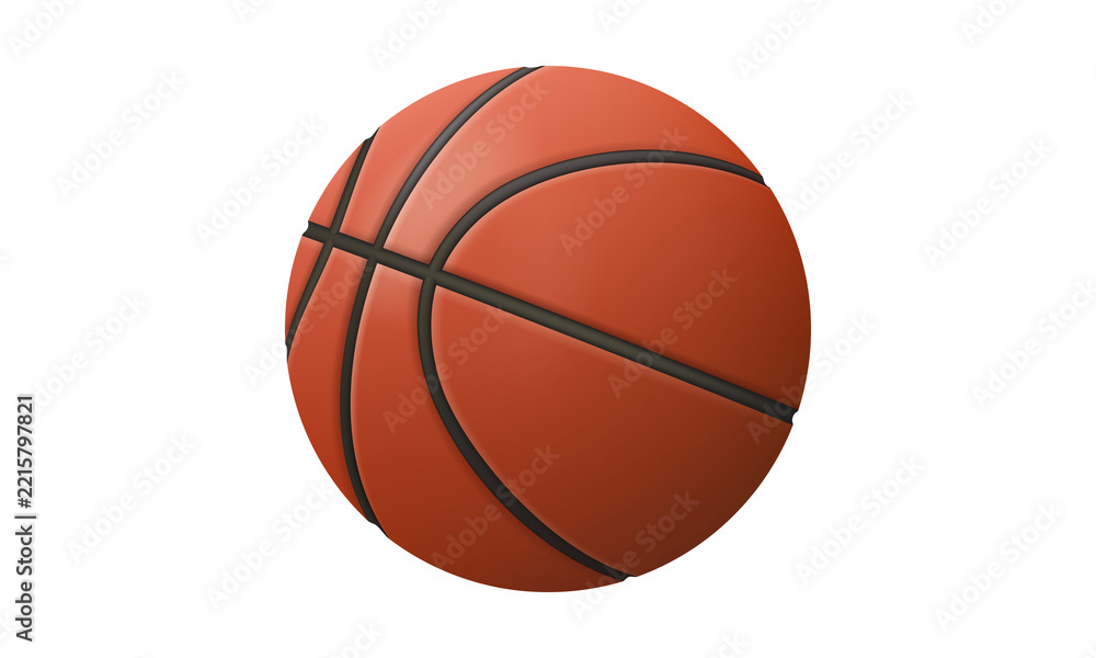 Fototapeta premium Orange basketball sports equipment graphic illustration Smooth classic basketball 3D render design element