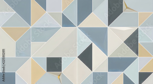 Abstract geometric pattern with soft blue and beige triangles