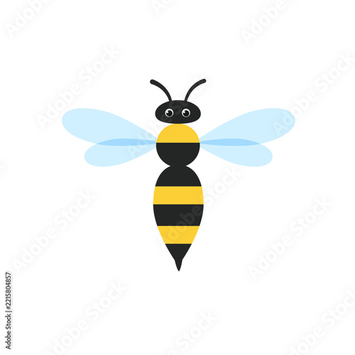 Cute funny cartoon wasp with eyes