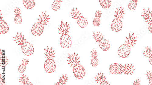 Pineapple fruit pattern red line art graphic for tropical summer and food menu designs