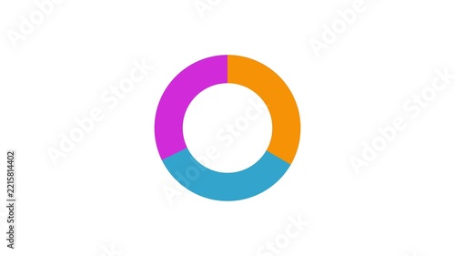 Colorful circular progress bar loading animation with percentage counter from zero to 100 percent on white background