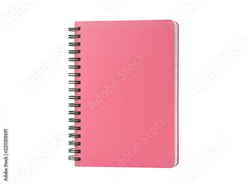 Pink spiral notebook with pen loop