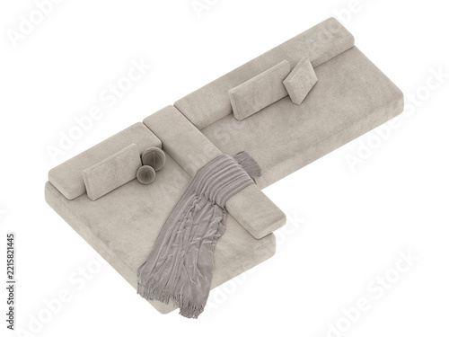 3d render modern sofa group on white background