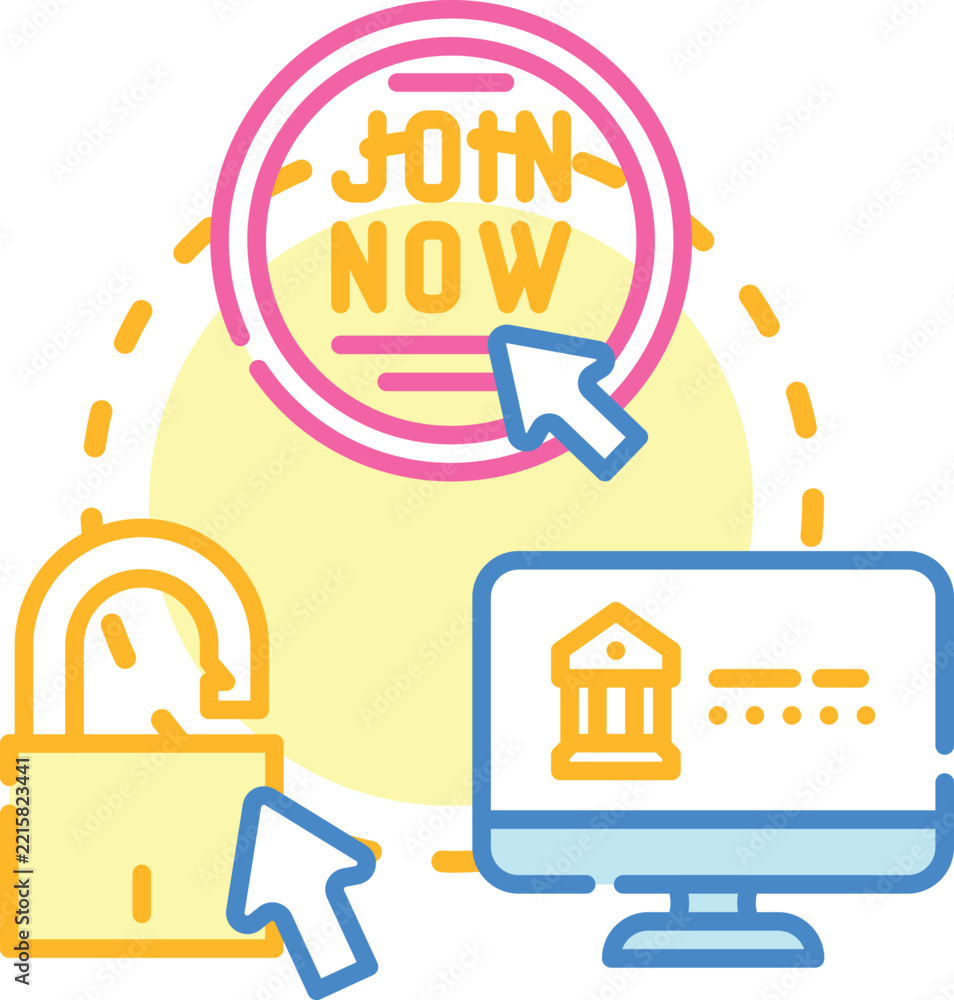 Fototapeta premium User profile creating a new account on a digital platform, safeguarding login information and personal data, while signing up to join an online service