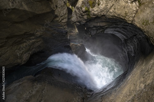 Waterfall, Trümmelbach Falls in a gorge, Trümmelbach, Canton Bern, Switzerland
