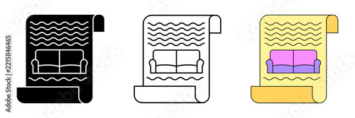 Interior set icon on white background
