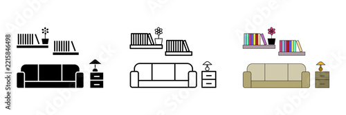 Interior set icon on white background