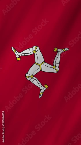 Isle of Man flag waving in the wind 4K animation vertical video