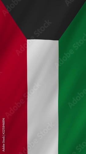 Kuwait flag waving in the wind 4K animation vertical video