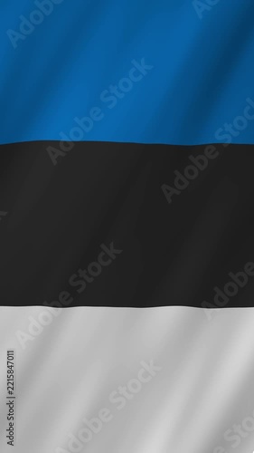 Estonia flag waving in the wind 4K animation vertical video