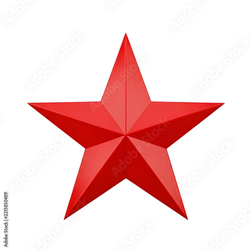 Bright red star shape with shiny metallic texture