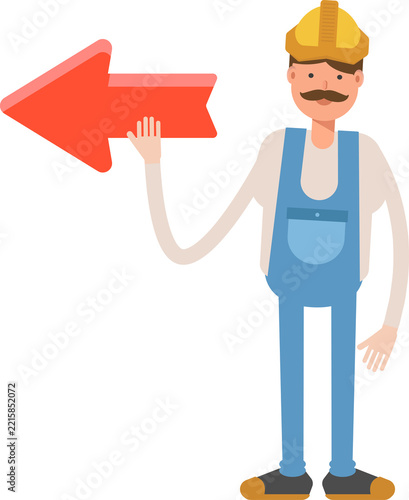 Labor Character and Arrow Sign
