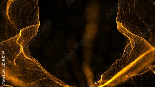 4K Golden Flow Particles, Gold Particles, Particles Loop Background UHD