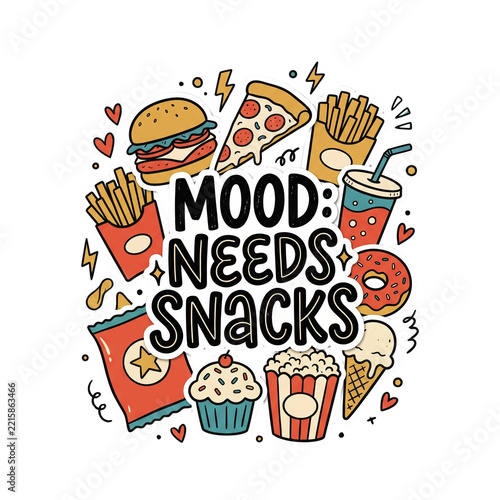 Funny snack mood graphic for t shirt design isolated clipart on