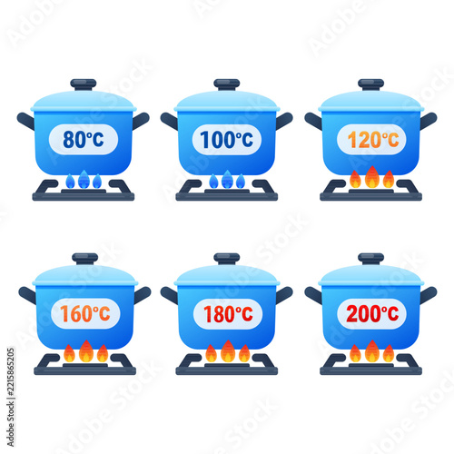 Stove temperature levels set. vector illustration